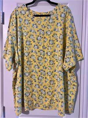 Yellow Floral Short Sleeve Top